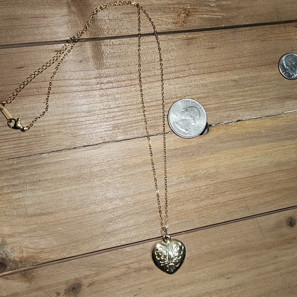 Gold Heart Pendant Necklace..19inches